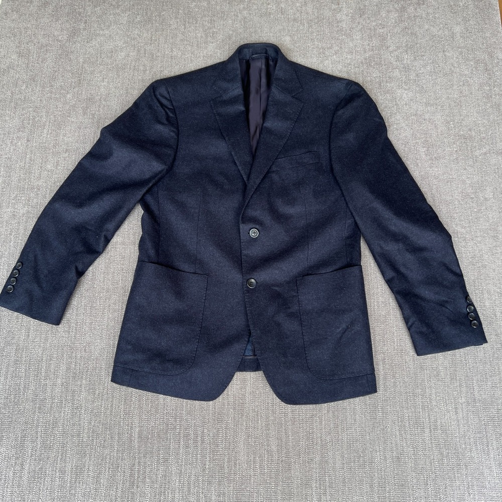 The Men's Store Bloomingdale's Blazer Jacket Mens 38R Navy Merino Wool Oxford